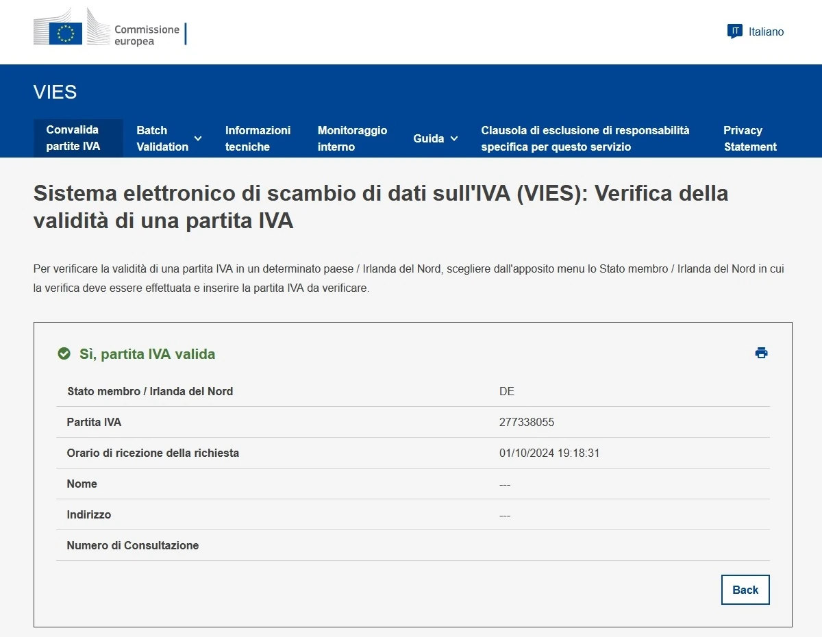 verifica partita IVA